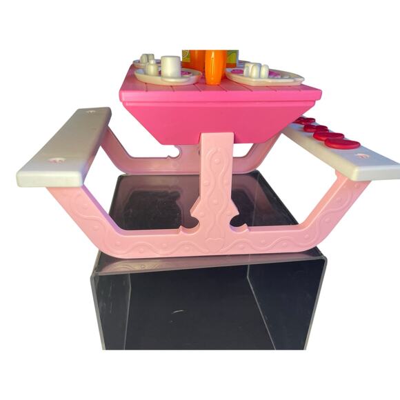 1991 Arco Mattel Barbie Doll Backyard Cookout Storage Picnic Table and Food Pink - Picture 3 of 7